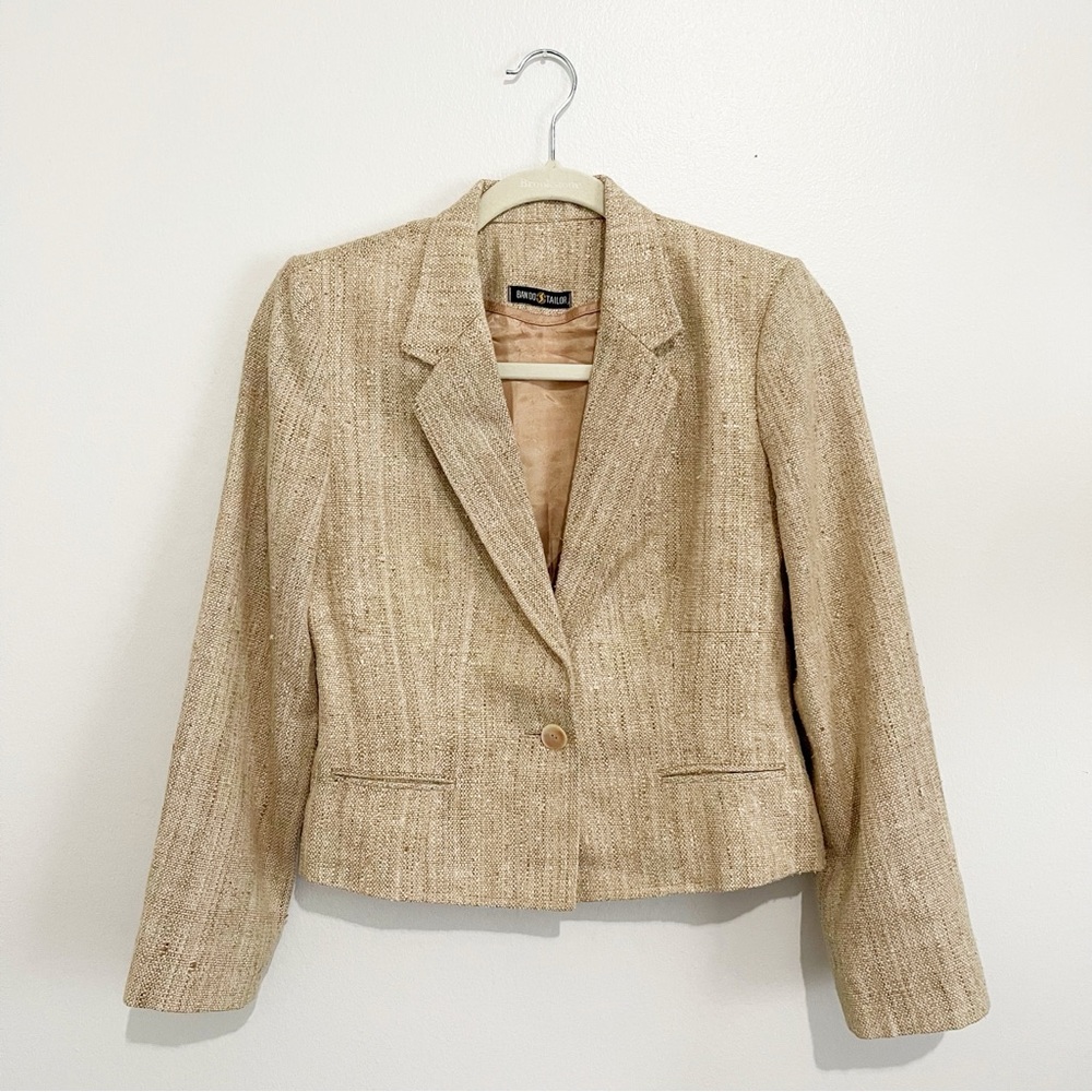 Bando Tailor Tweed Suit Set Jacket Skirt Tailored Brown-Beige Women’s Size XS - Picture 3 of 11